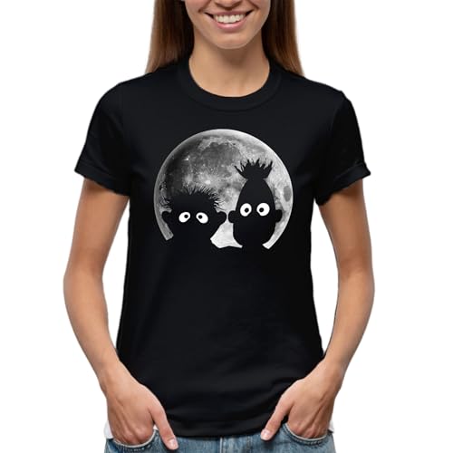 Puppets Bert and Ernie in The Moonlight Shadow Damen Schwarz T-Shirt Size M von Venus Style