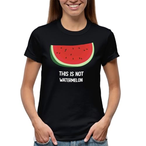 This is not Watermelon Free Palestine Damen Schwarz T-Shirt Size M von Venus Style