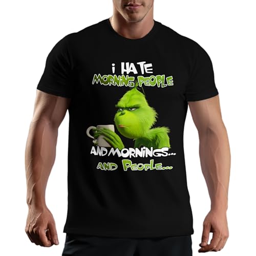 Trending I Hate Morning People and Mornings and People Grinchmas time Herren Schwarz T-Shirt Size XXL von Venus Style