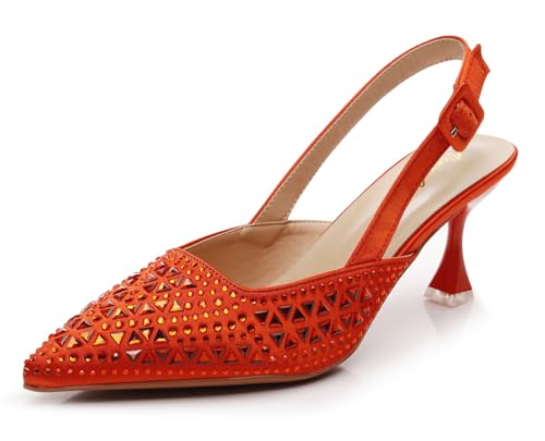 VenusCelia Damen Fabulous Lady Slingback Pump Shoe, Orange/Abendrot im Zickzackmuster (Sunset Chevron), 40 EU von VenusCelia