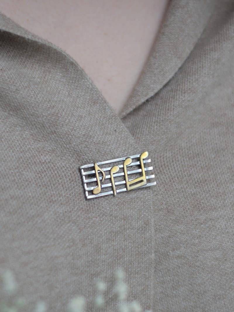 Brosche Aus Oxidiertem Silber - Musiknoten von VenusGalleryArt