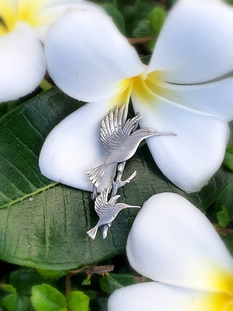 Brosche Silber - Zwei Kolibris Auf Einem Zweig Brosche Silber - Zwei Kolibris Auf Einem Zweig von VenusGalleryArt