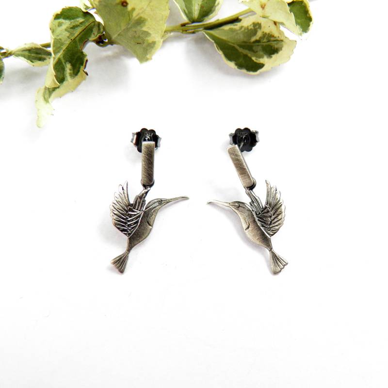 Ohrringe - Graue Kolibris von VenusGalleryArt
