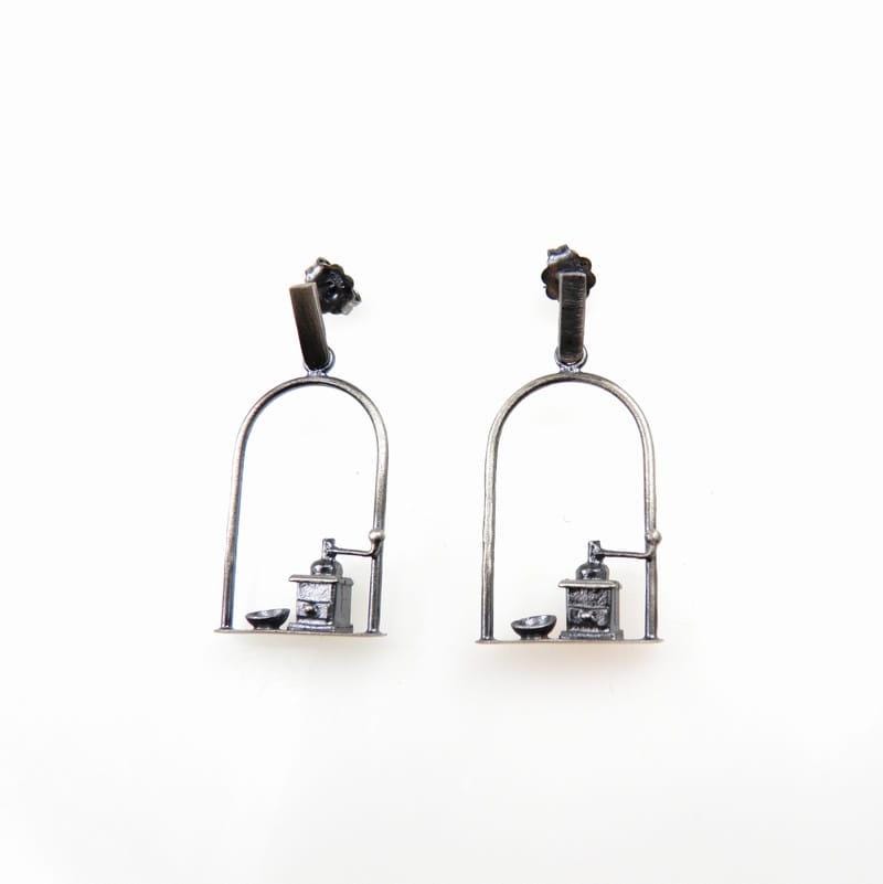 Ohrringe - Kaffeemühle Grau, Originelle von VenusGalleryArt