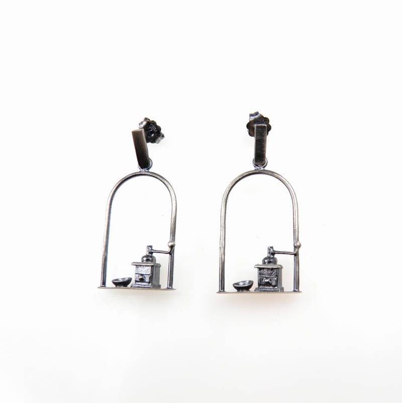 Ohrringe - Kaffeemühle Grau, Originelle von VenusGalleryArt