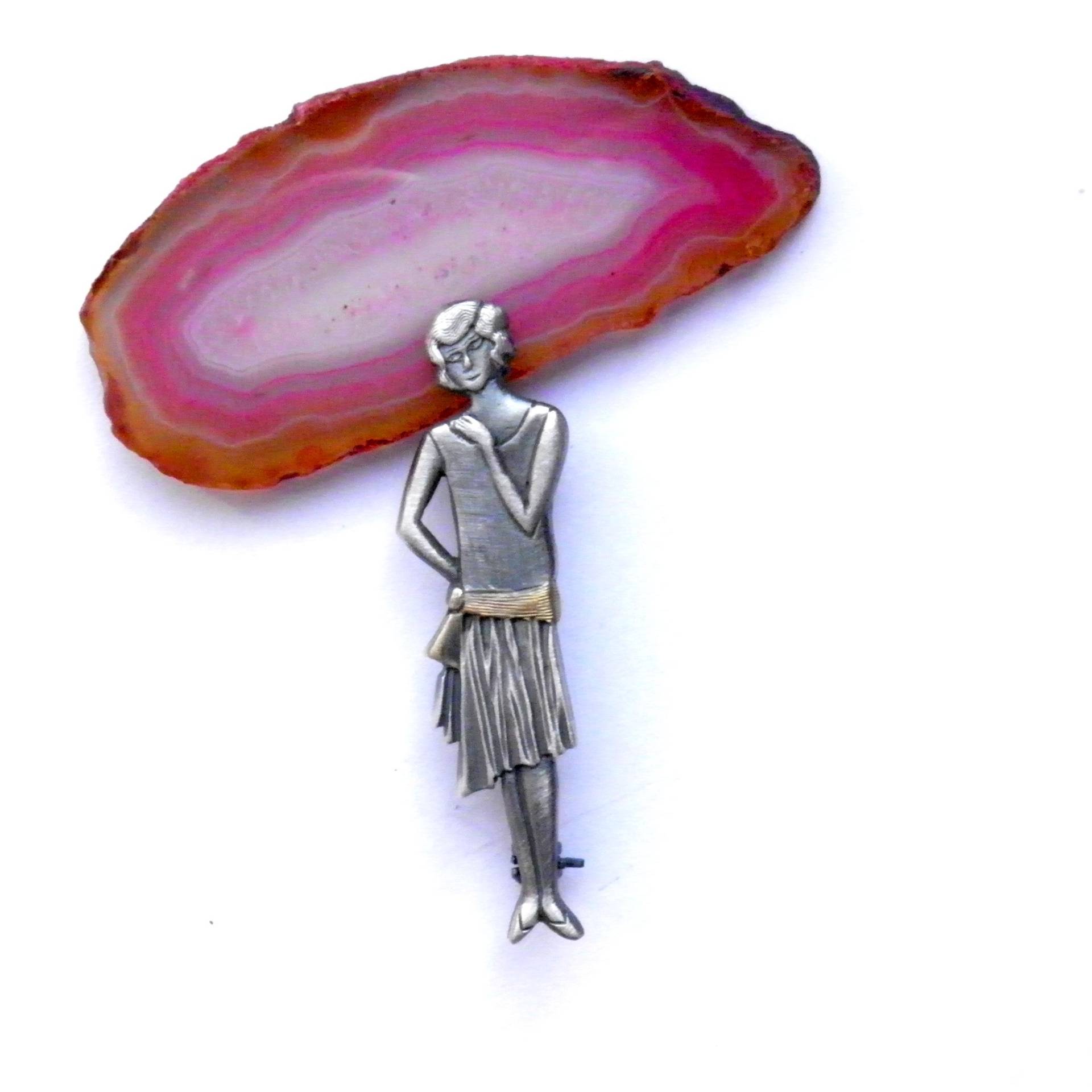 Retro-Dame - Silberbrosche von VenusGalleryArt