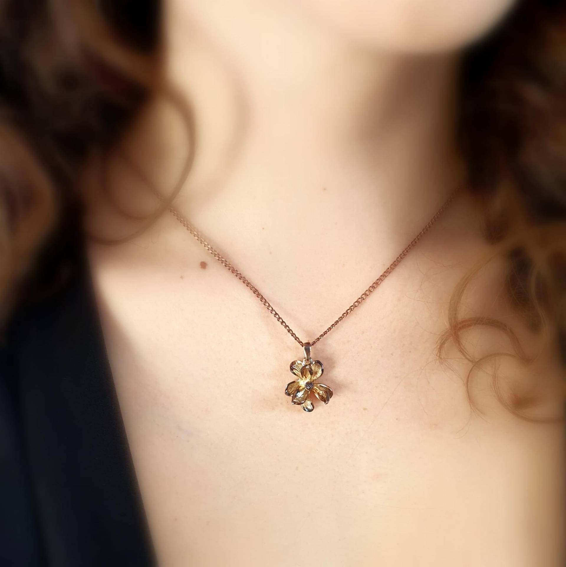 Silberanhänger - Magnolie Klein Braun von VenusGalleryArt