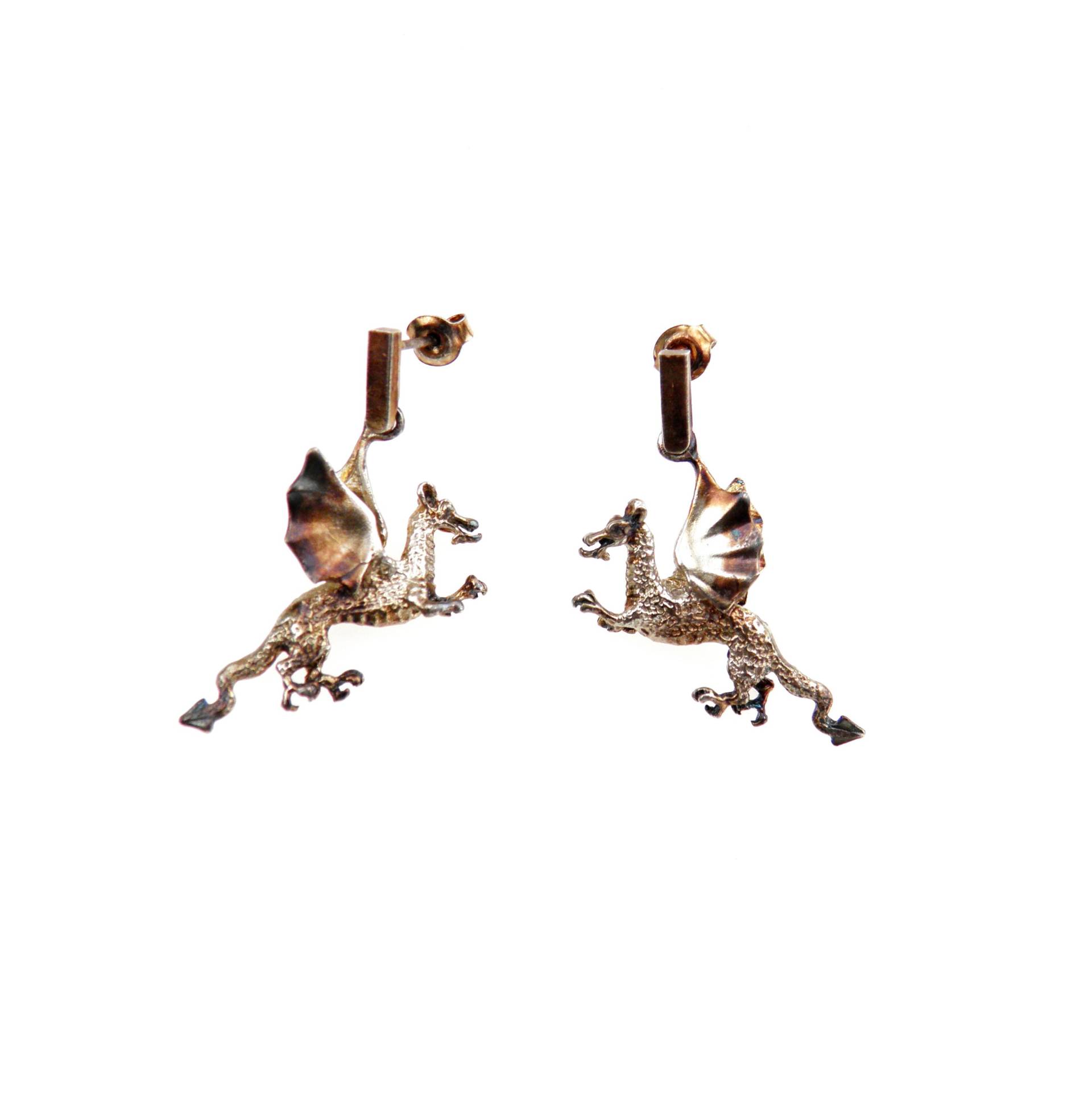 Silberohrringe - Brauner Wawel-Drache, Ohrringe Mit Einem Drachen, Originelle Ohrringe, Handgefertigte von VenusGalleryArt