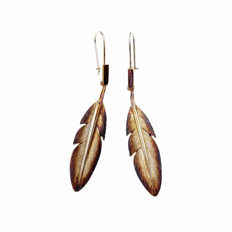 Silberohrringe - Federn Brauner Verschluss Silberohrringe - Federn Brauner Verschluss von VenusGalleryArt