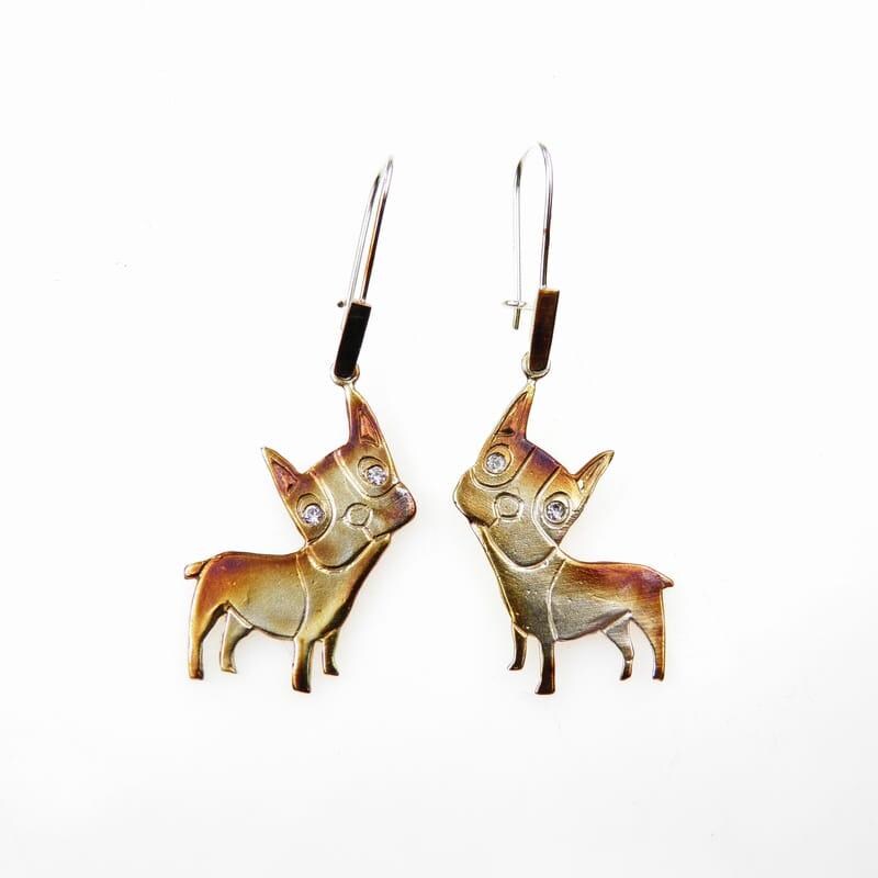 Silberohrringe - Ginger Dog Braun von VenusGalleryArt