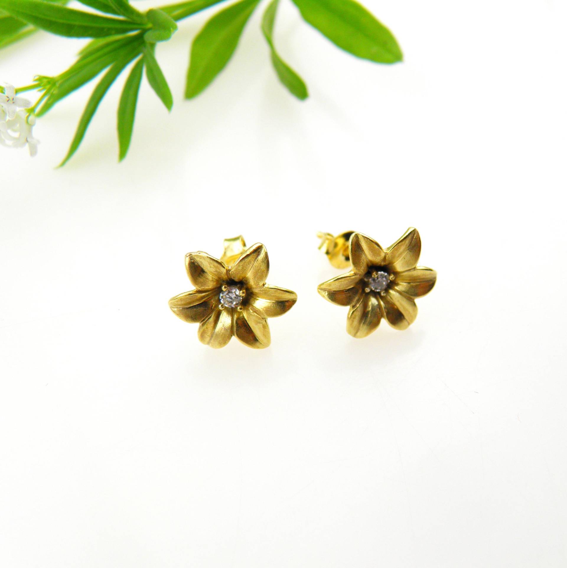 Silberohrringe - Goldene Vergissmeinnicht von VenusGalleryArt
