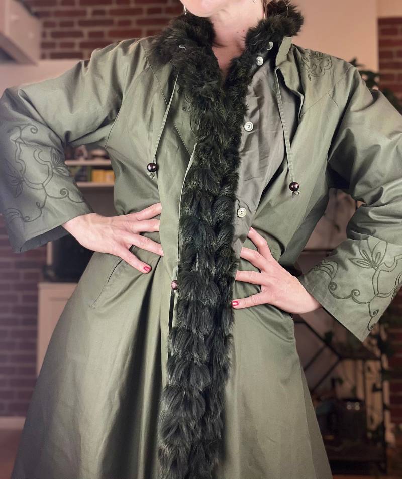 Vintage Jacke Trenchcoat Weste Verschiedene Kombinationen Pelz Nerz Waldgrün von 1707CuratedVintage