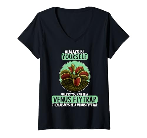 Damen Venusfliegenfallen Venusfliegenfalle T-Shirt mit V-Ausschnitt Damen Venusfliegenfallen Venusfliegenfalle T-Shirt mit V-Ausschnitt von Venusfliegenfallen Venusfliegenfalle Tier Shop