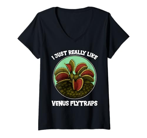 Damen Venusfliegenfallen Venusfliegenfalle T-Shirt mit V-Ausschnitt Damen Venusfliegenfallen Venusfliegenfalle T-Shirt mit V-Ausschnitt von Venusfliegenfallen Venusfliegenfalle Tier Shop