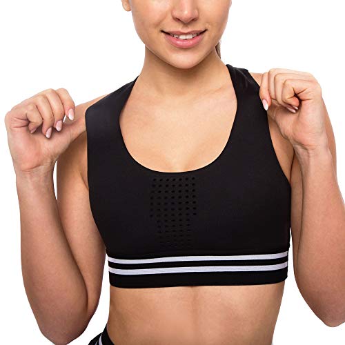 VeoFit Sport-BH für Damen | bügelloser BH | Damen-Bralette | Sport-BH mit Push-up | Büstenheber | mit Polstern ohne Bügel | Yoga-BH, Tennis, Fitness, Pilates | Blickdicht | (90) XXXL von VeoFit