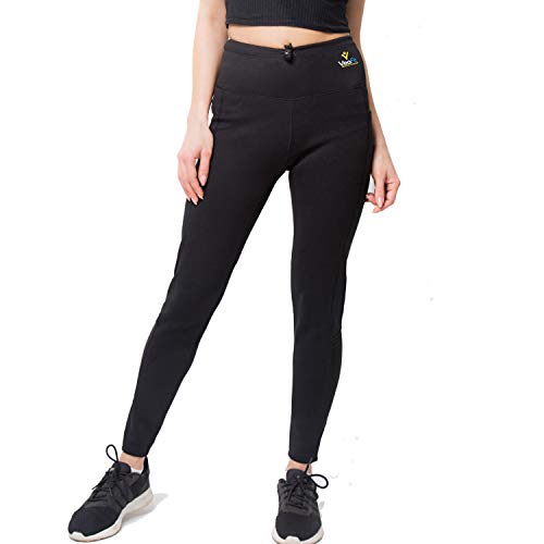 VeoFit Neoprenhose Thermo Leggings L Damen - Schwitzhosezum Abnehmen strafft und hilft überschüssiges Wasser abzubauen, für eine straffere Haut und schlankere Silhouette, Größe L, Schwarz von VeoFit