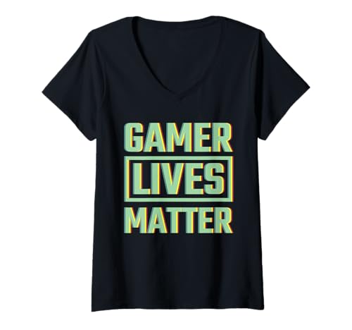 Damen Gamer Lives Matter Funny Quote Retro Vintage Gaming Gifts T-Shirt mit V-Ausschnitt Damen Gamer Lives Matter Funny Quote Retro Vintage Gaming Gifts T-Shirt mit V-Ausschnitt von VepaDesigns Gaming Cloth Gamer Gifts