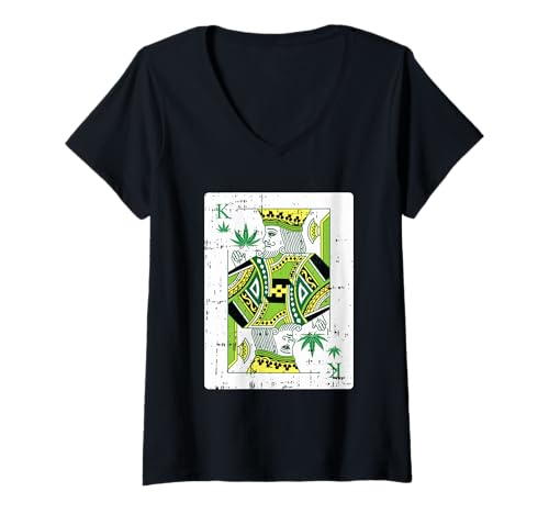 Damen King of Weed Spielkarte Marihuana Cool Pot Smoker Geschenke T-Shirt mit V-Ausschnitt Damen King of Weed Spielkarte Marihuana Cool Pot Smoker Geschenke T-Shirt mit V-Ausschnitt von VepaDesigns Weed Shirt Smoker Gifts
