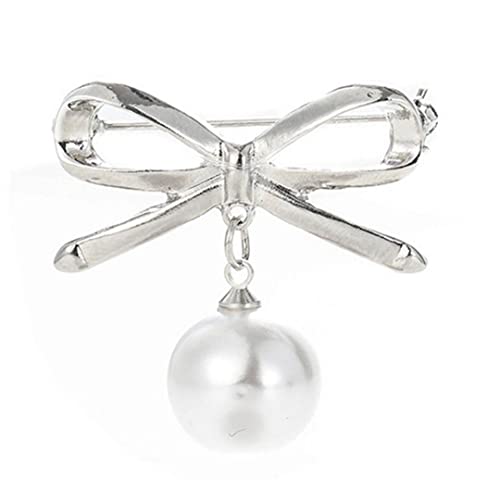 Perlenstifte, Bögen Bowknot Brosche Pullover Schalschals Klammern Brustnadel Charm Schmuck Für Frauen Mädchen Silber von Vepoty