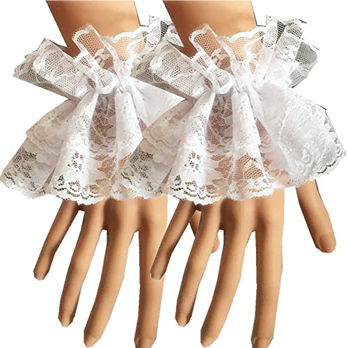 Vepoty Frauen Gefälschte Hand Ärmel Handgelenk Manschette Abnehmbare Lolita Rüschen Spitze Handgelenk Manschette Hochzeit Party Prom Kleidung Spitze Manschette von Vepoty