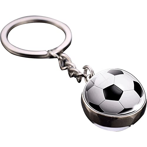 Vepoty Fußball-Schlüsselanhänger, Mini-Glas-Fußball-Schlüsselanhänger, modischer Schlüssel, hängender Anhänger, Sport-Ball-Schlüsselanhänger für Männer, Geschenke von Vepoty