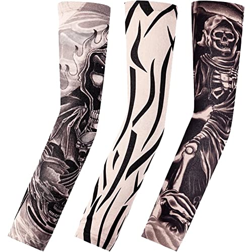 Vepoty Gefälschte temporäre Tattoo-Ärmel 3 Paar Sonnenschutz-Armstulpen Lauf-Armstulpe für Männer und Frauen von Vepoty