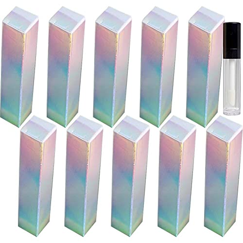 Vepoty Lipgloss Tube Faltbare Verpackungsbox 10 Stück holografische Lippenstifte Verpackungsbox rechteckige kosmetische Parfüm-Mascara-Box von Vepoty