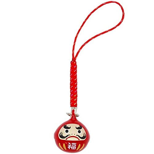 Vepoty Mini Daruma Glocken Anhänger entzückender Telefon-Anhänger Schlüsselanhänger Retro japanischer Taschen-Anhänger für Frauen von Vepoty