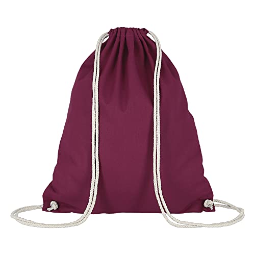 Veproli Baumwoll Turnbeutel Sportbeutel Zuziehbeutel Gymsack Sack Jute Schule Rucksack (Bordeaux) von Veproli