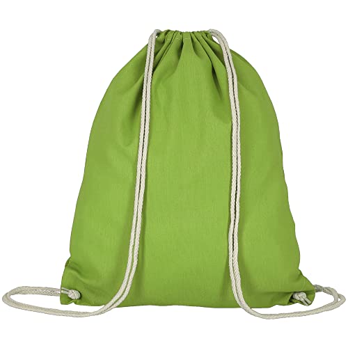 Veproli Baumwoll Turnbeutel Sportbeutel Zuziehbeutel Gymsack Sack Jute Schule Rucksack (Hellgrün) von Veproli