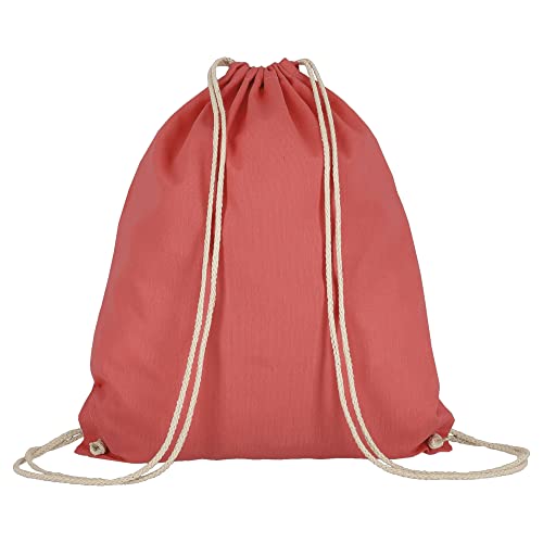 Veproli Baumwoll Turnbeutel Sportbeutel Zuziehbeutel Gymsack Sack Jute Schule Rucksack (Lachs) von Veproli