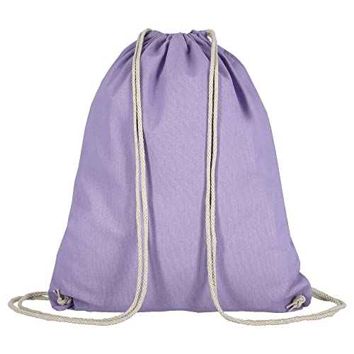 Veproli Baumwoll Turnbeutel Sportbeutel Zuziehbeutel Gymsack Sack Jute Schule Rucksack (Lavendel) von Veproli