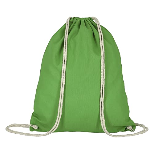 Veproli Baumwoll Turnbeutel Sportbeutel Zuziehbeutel Gymsack Sack Jute Schule Rucksack (Maigrün) von Veproli