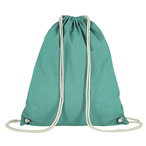 Veproli Baumwoll Turnbeutel Sportbeutel Zuziehbeutel Gymsack Sack Jute Schule Rucksack (Smaragd) von Veproli