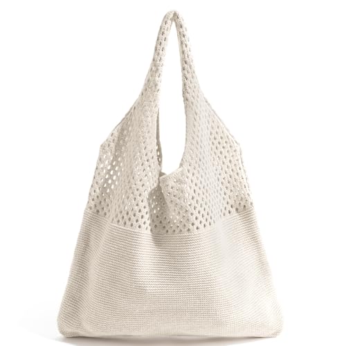 VerLuky Strandtasche,Beige Tote Bag Damen,Geflochtene Tasche für Den Sommer,Strohtaschen Damen Boho,Beach Bag für the Beach,Reisen,Arbeit,Schule von VerLuky