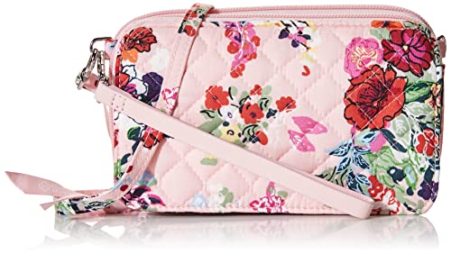 Vera Bradley Damen All in One Crossbody Geldbörse mit RFID-Schutz, Umhängetasche, Hope Blooms Pink-Recycelte Baumwolle von Vera Bradley