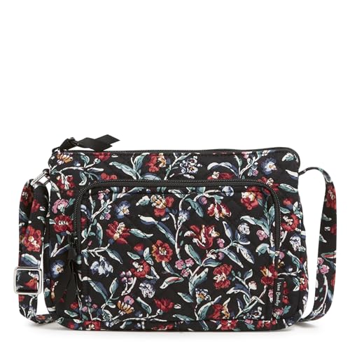 Vera Bradley Damen Baumwolle Little Hipster Crossbody Geldbörse mit RFID Schutz, Stauden Noir, Einheitsgröße von Vera Bradley