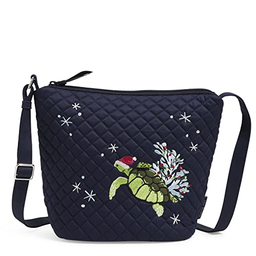 Vera Bradley Damen Cotton Bucket Crossbody Geldbörse, Santa Turtle - Recycelte Baumwolle, Einheitsgröße von Vera Bradley