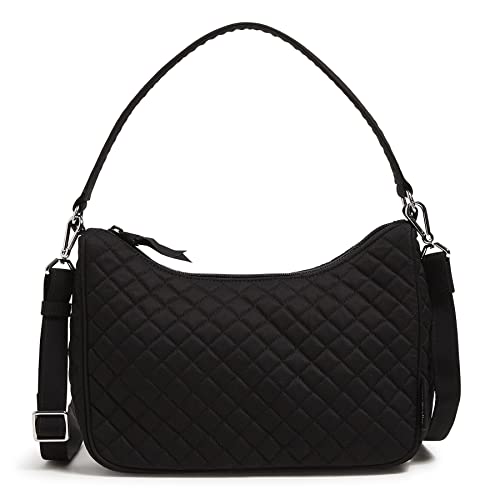 Vera Bradley Damen Frannie Crescent Crossbody Geldbörse Umhängetasche, Schwarz – recycelte Baumwolle von Vera Bradley