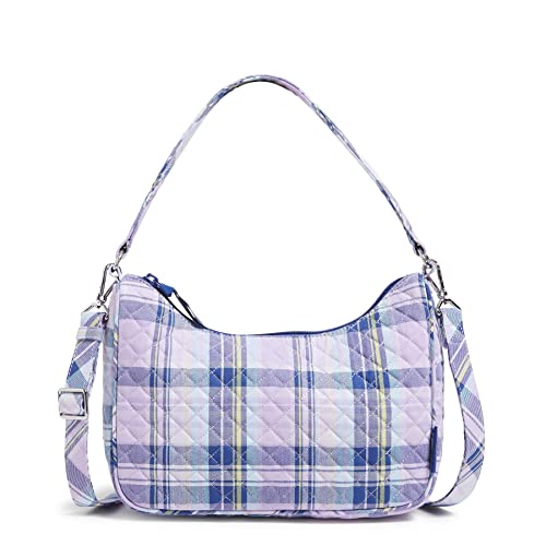 Vera Bradley Damen Frannie Crescent Crossbody Geldbörse Umhängetasche, Amethyst Plaid-Recycelte Baumwolle von Vera Bradley
