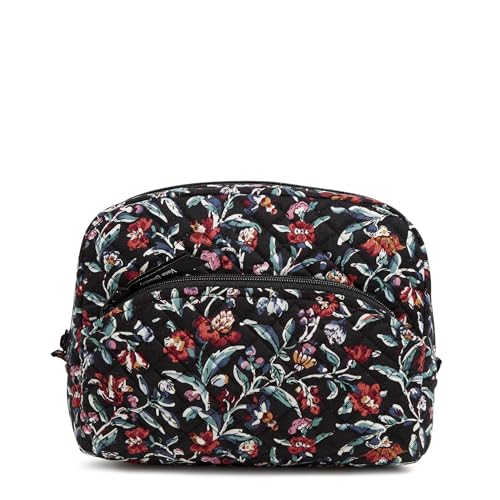 Vera Bradley Damen Große Kosmetiktasche aus Baumwolle Make-up-Tasche, Stauden Noir von Vera Bradley