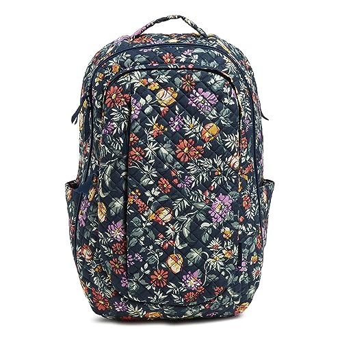 Vera Bradley Damen Großer Reiserucksack aus Baumwolle Reisetasche, Frisch geschnittenes Blumengrün, Einheitsgröße von Vera Bradley