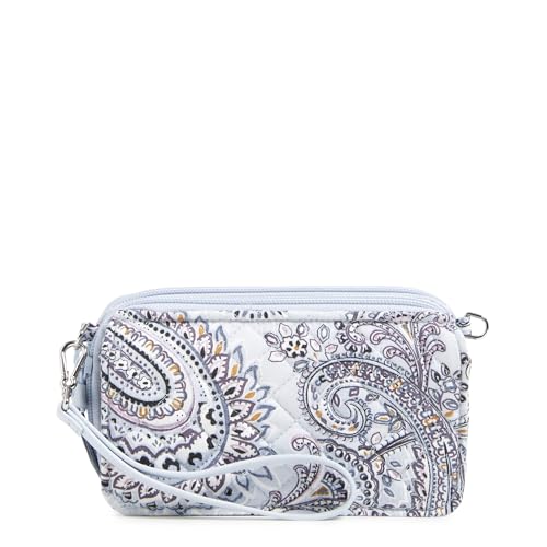 Vera Bradley Damen Iconic RFID All in One, Signature Cotton Crossbody Geldbörse, Soft Sky Paisley von Vera Bradley