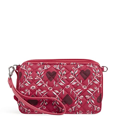 Vera Bradley Damen RFID-Schutz Umhängetasche, Imperial Hearts Red – recycelte Baumwolle von Vera Bradley
