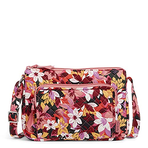 Vera Bradley Damen Kleine Hipster RFID-Schutz Umhängetasche, Rosa Blumenmuster – recycelte Baumwolle von Vera Bradley