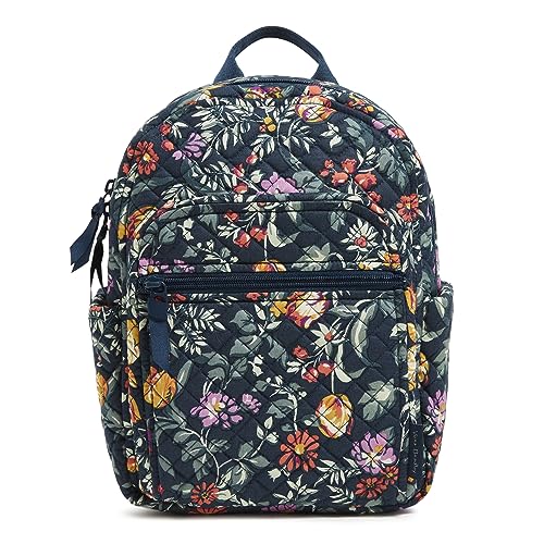 Vera Bradley Damen Kleiner Rucksack aus Baumwolle Büchertasche, Frisch geschnittenes Blumengrün, Einheitsgröße von Vera Bradley