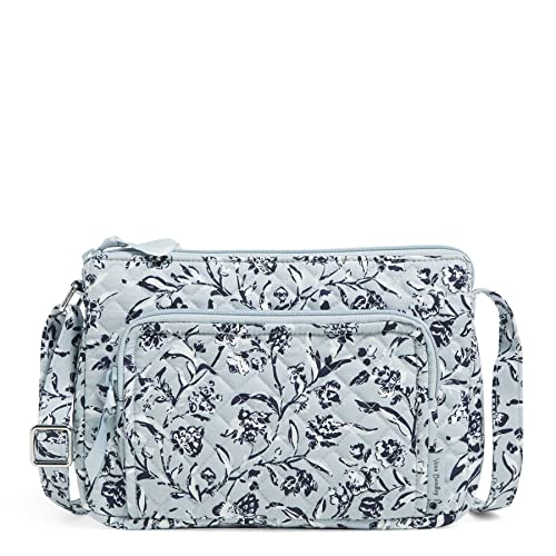 Vera Bradley Damen Little Hipster Crossbody Geldbörse RFID-Schutz Umhängetasche, Stauden grau – recycelte Baumwolle von Vera Bradley