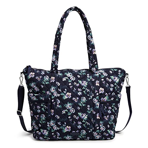 Vera Bradley Damen Große Tragetasche aus Hochleistungs-Twill mit Mehreren Riemen Handtasche, Navy Garden von Vera Bradley