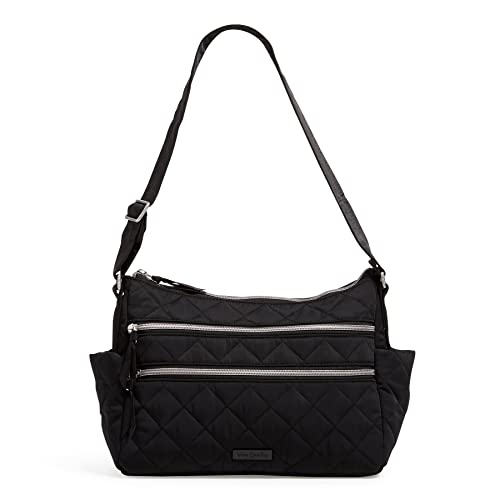 Vera Bradley Damen Performance Twill-Schultertasche mit 3 Reißverschlüssen Handtasche, Schwarz von Vera Bradley