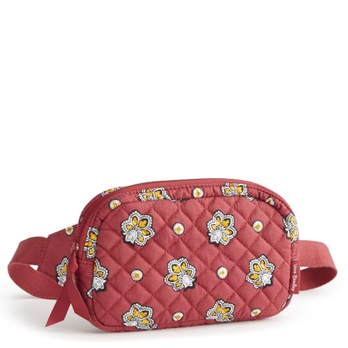 Vera Bradley Damen Premium Baumwolle Mini Gürteltasche, Bandana, Paisleymuster, Kastanienbraun / Gelb, 7 inches (W) x 4 inches (H) x 1 inch (D) von Vera Bradley